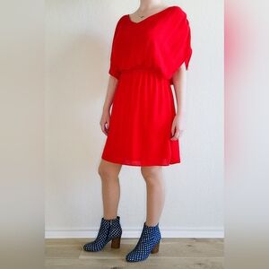 Red Flouncy Comfy Midi Dress, Size L